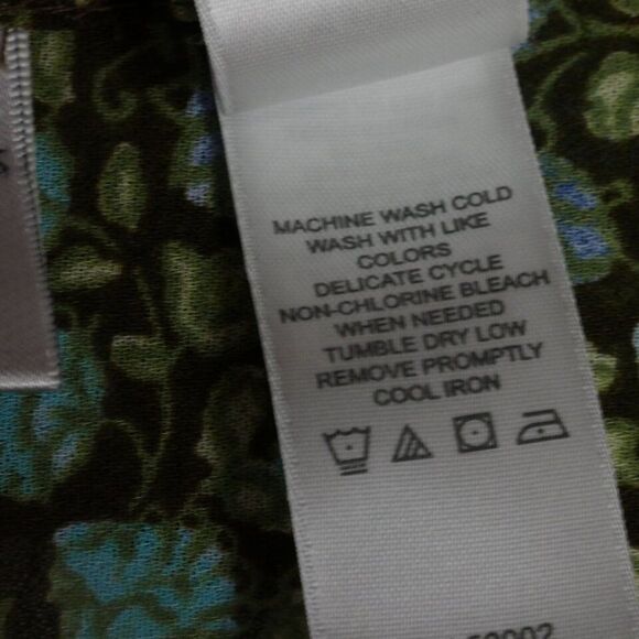 Emma James Womens Size 14W Green Floral Print Rouffle Blouse Button Up - Picture 4 of 11